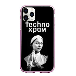 Чехол iPhone 11 Pro матовый Techno храм монашка в татуировках, цвет: 3D-розовый