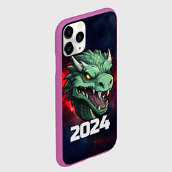 Чехол iPhone 11 Pro матовый Злой дракон 2024, цвет: 3D-фиолетовый — фото 2