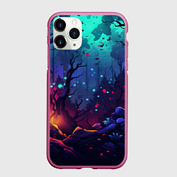 Чехол iPhone 11 Pro матовый Абстрактный камуфляж в кислотных абстрактных пятна, цвет: 3D-малиновый