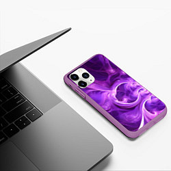 Чехол iPhone 11 Pro матовый Фиолетовая фрактальная абстракция, цвет: 3D-фиолетовый — фото 2