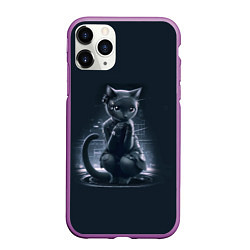 Чехол iPhone 11 Pro матовый Sweet cat - cyberpunk, цвет: 3D-фиолетовый