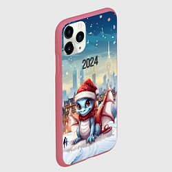 Чехол iPhone 11 Pro матовый Новый год 2024 дракон, цвет: 3D-малиновый — фото 2