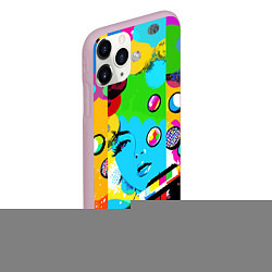 Чехол iPhone 11 Pro матовый Girls face - pop art, цвет: 3D-розовый — фото 2