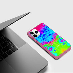 Чехол iPhone 11 Pro матовый Tie-Dye abstraction, цвет: 3D-малиновый — фото 2