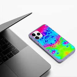 Чехол iPhone 11 Pro матовый Tie-Dye abstraction, цвет: 3D-светло-сиреневый — фото 2