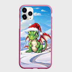 Чехол iPhone 11 Pro матовый Милый маленький новогодний дракон 2024 года, цвет: 3D-малиновый