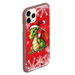 Чехол iPhone 11 Pro матовый Милый маленький новогодний дракон в новогодней шап, цвет: 3D-коричневый — фото 2