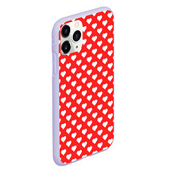 Чехол iPhone 11 Pro матовый Сердечный фон, цвет: 3D-светло-сиреневый — фото 2