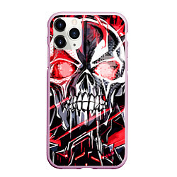 Чехол iPhone 11 Pro матовый Красный адский череп, цвет: 3D-розовый