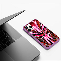 Чехол iPhone 11 Pro матовый Розовый кибер доспех, цвет: 3D-фиолетовый — фото 2