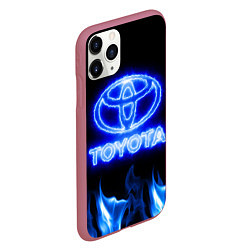 Чехол iPhone 11 Pro матовый Toyota neon fire, цвет: 3D-малиновый — фото 2