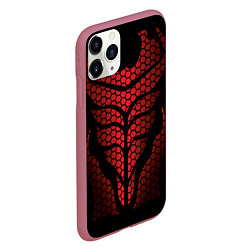 Чехол iPhone 11 Pro матовый Доспехи с красным отливом, цвет: 3D-малиновый — фото 2