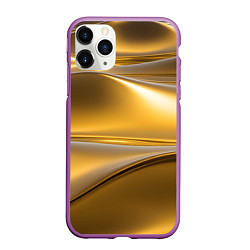 Чехол iPhone 11 Pro матовый Золотые волны металла, цвет: 3D-фиолетовый