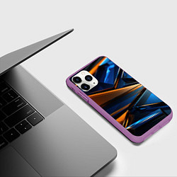 Чехол iPhone 11 Pro матовый Синии стеклянные осколки, цвет: 3D-фиолетовый — фото 2