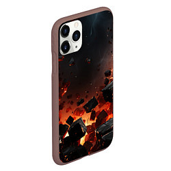 Чехол iPhone 11 Pro матовый Взрыв плит и огонь, цвет: 3D-коричневый — фото 2