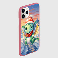 Чехол iPhone 11 Pro матовый Милый маленький дракон новогодний 2024 года нового, цвет: 3D-малиновый — фото 2