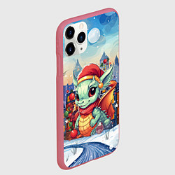 Чехол iPhone 11 Pro матовый Малыш милый дракон символ 2024 года, цвет: 3D-малиновый — фото 2
