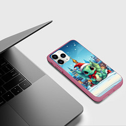 Чехол iPhone 11 Pro матовый Малыш милый дракон символ 2024 года, цвет: 3D-малиновый — фото 2