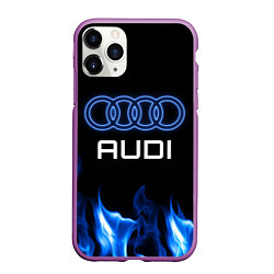 Чехол iPhone 11 Pro матовый Audi neon art, цвет: 3D-фиолетовый