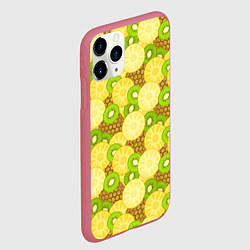 Чехол iPhone 11 Pro матовый Фрукты - ананас и киви, цвет: 3D-малиновый — фото 2