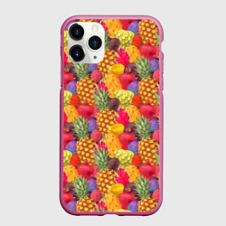 Чехол iPhone 11 Pro матовый Экзотические фрукты, цвет: 3D-малиновый
