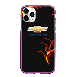 Чехол iPhone 11 Pro матовый Chevrolet лого шторм, цвет: 3D-фиолетовый