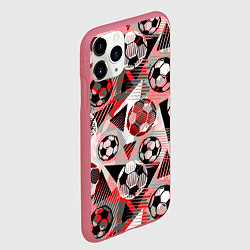 Чехол iPhone 11 Pro матовый Футбольный мяч узоры, цвет: 3D-малиновый — фото 2