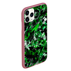 Чехол iPhone 11 Pro матовый Футбол узоры, цвет: 3D-малиновый — фото 2