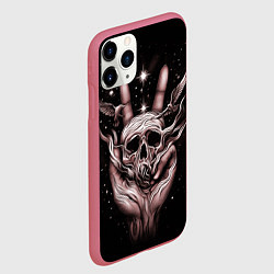 Чехол iPhone 11 Pro матовый Розовый череп, цвет: 3D-малиновый — фото 2
