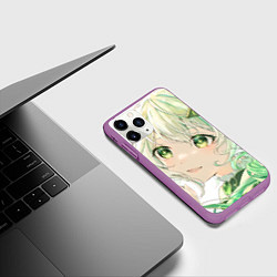 Чехол iPhone 11 Pro матовый Genshin Impact Nahida smile, цвет: 3D-фиолетовый — фото 2