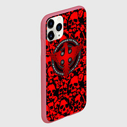 Чехол iPhone 11 Pro матовый Thirty Seconds to Mars skull pattern, цвет: 3D-малиновый — фото 2