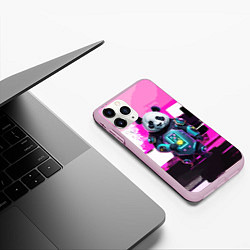 Чехол iPhone 11 Pro матовый Funny panda - cyberpunk, цвет: 3D-розовый — фото 2