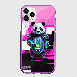 Чехол iPhone 11 Pro матовый Funny panda - cyberpunk, цвет: 3D-фиолетовый
