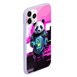 Чехол iPhone 11 Pro матовый Funny panda - cyberpunk, цвет: 3D-светло-сиреневый — фото 2