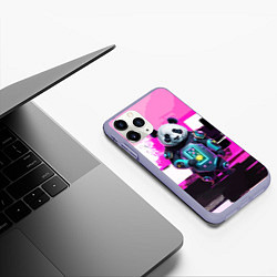 Чехол iPhone 11 Pro матовый Funny panda - cyberpunk, цвет: 3D-светло-сиреневый — фото 2