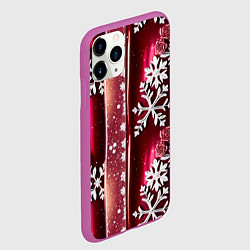 Чехол iPhone 11 Pro матовый Розы и снежинки, цвет: 3D-фиолетовый — фото 2