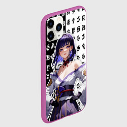 Чехол iPhone 11 Pro матовый Сёгун Райден- рунические надписи, цвет: 3D-фиолетовый — фото 2