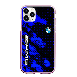 Чехол iPhone 11 Pro матовый BMW sport amg colors blue, цвет: 3D-розовый