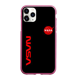 Чехол iPhone 11 Pro матовый NASA космос, цвет: 3D-малиновый