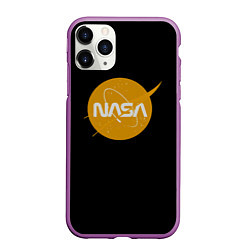 Чехол iPhone 11 Pro матовый NASA yellow logo, цвет: 3D-фиолетовый