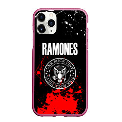 Чехол iPhone 11 Pro матовый Ramones краски метал группа, цвет: 3D-малиновый