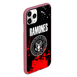 Чехол iPhone 11 Pro матовый Ramones краски метал группа, цвет: 3D-малиновый — фото 2