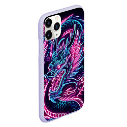 Чехол iPhone 11 Pro матовый Neon Japanese dragon - irezumi, цвет: 3D-светло-сиреневый — фото 2