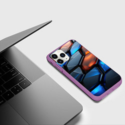 Чехол iPhone 11 Pro матовый Прозрачные абстрактные плиты, цвет: 3D-фиолетовый — фото 2