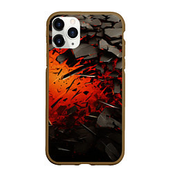 Чехол iPhone 11 Pro матовый Черные камни на красном взрыв, цвет: 3D-коричневый