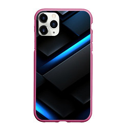 Чехол iPhone 11 Pro матовый Синее неоновое свечение, цвет: 3D-малиновый