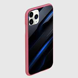 Чехол iPhone 11 Pro матовый Синее неоновое свечение геометрическая темная абст, цвет: 3D-малиновый — фото 2