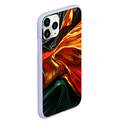 Чехол iPhone 11 Pro матовый Оранжевая и зеленый абстракция, цвет: 3D-светло-сиреневый — фото 2