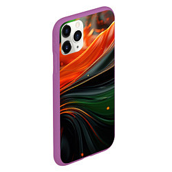 Чехол iPhone 11 Pro матовый Оранжевая и зеленый абстракция, цвет: 3D-фиолетовый — фото 2