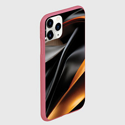 Чехол iPhone 11 Pro матовый Черная и оранжевая материя, цвет: 3D-малиновый — фото 2